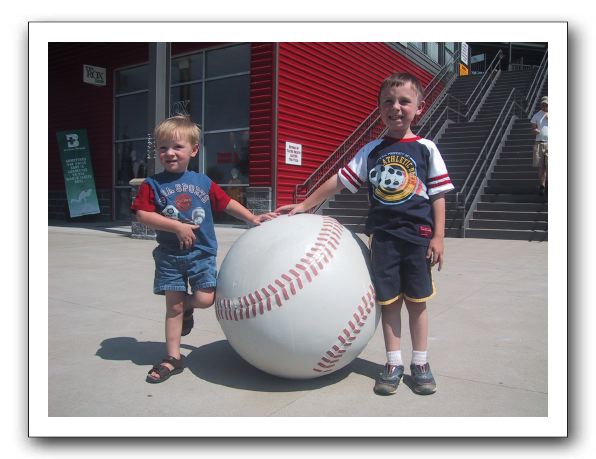After the Game the Kids Find a Huge Baseball